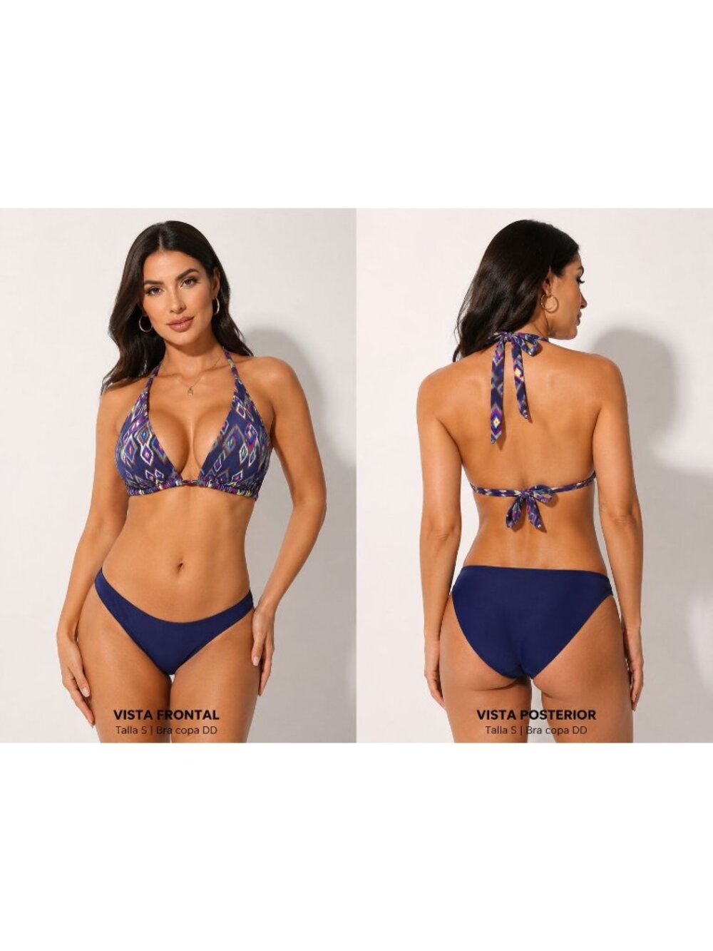 Becca By Rebecca Virtue Womens Bikini Set Size Botton Small & DD Cup Blue Padded